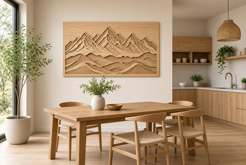 Wooden Mountain Landscape Wall Art