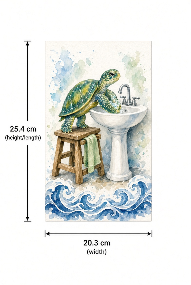 Sea Turtle Watercolor Wall Art, Bathroom Decor Print