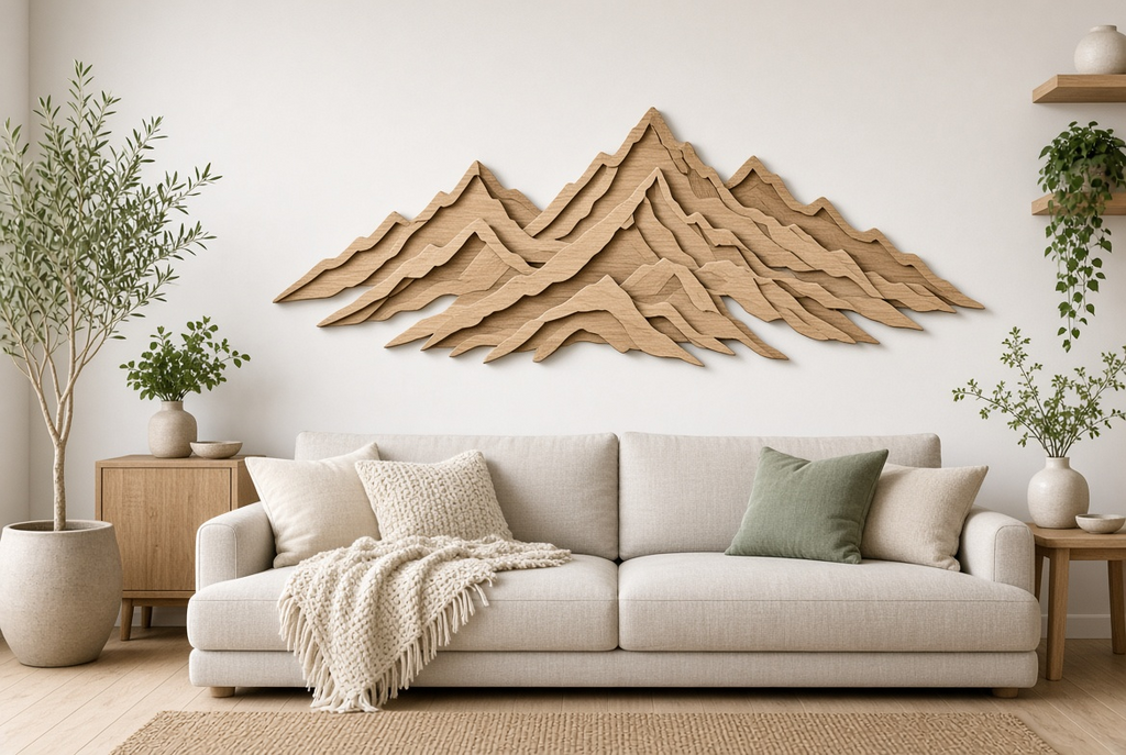 Modern Wooden Mountain Wall Art