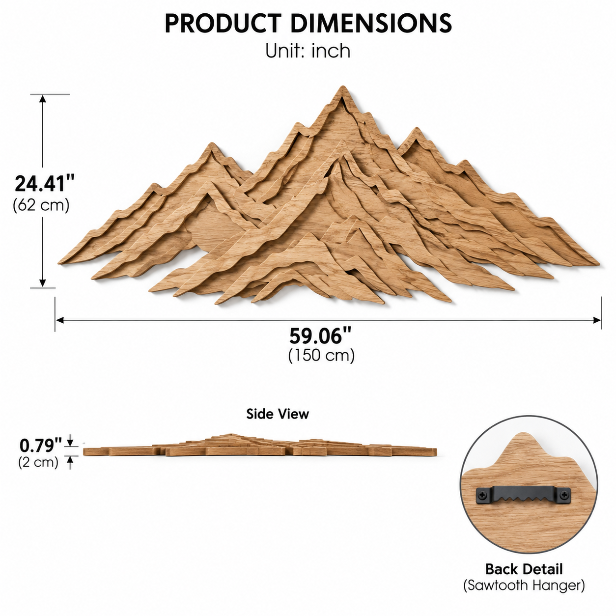 Modern Wooden Mountain Wall Art