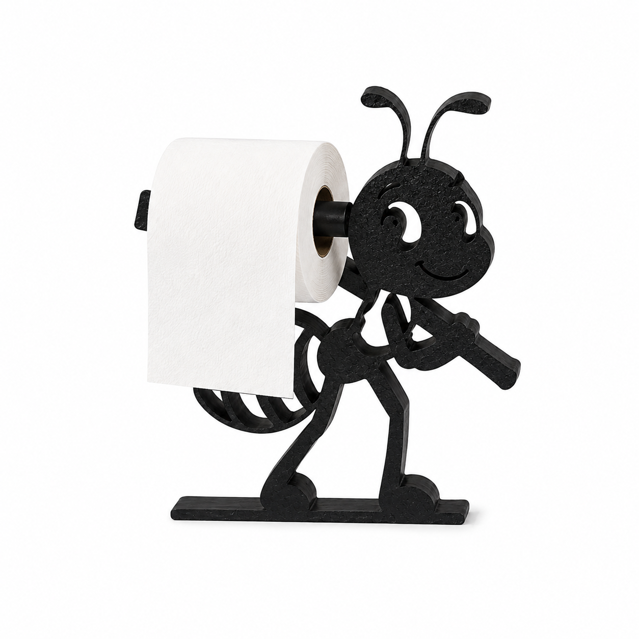 Ant-Shaped Wall Mounted Toilet Paper Holder, Black Metal Bathroom Tissue Roll Holder