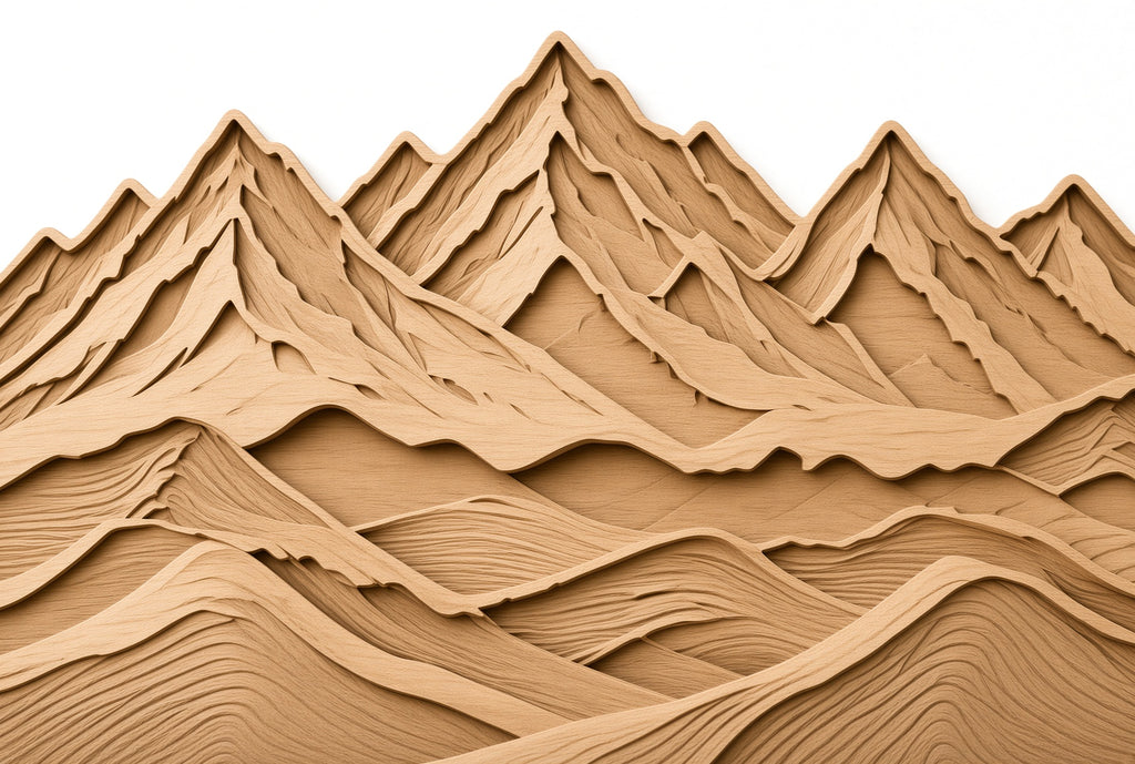 Wooden Mountain Landscape Wall Art