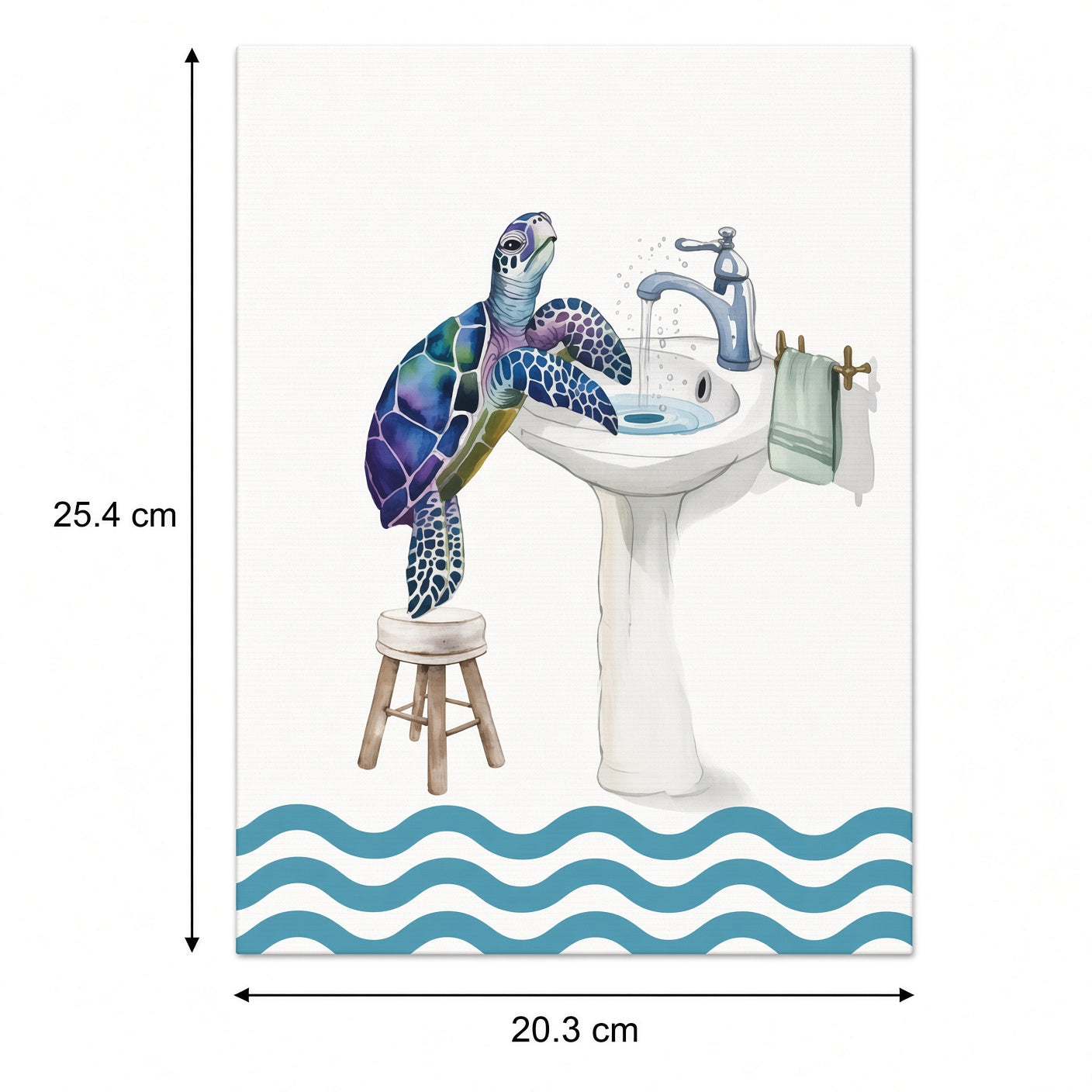 Sea Turtle Watercolor Wall Art, Bathroom Decor Print